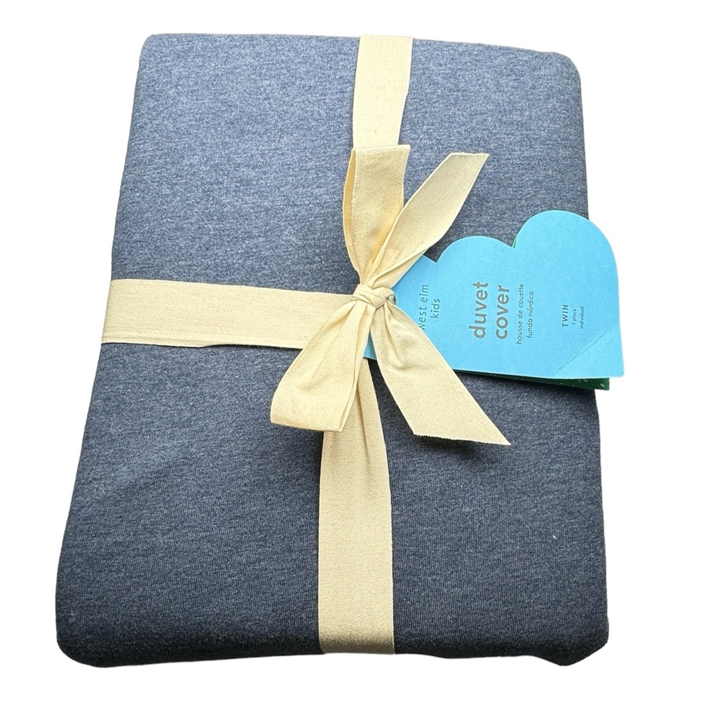NWT West Elm Kids Favorite Tee Jersey Duvet Cover Rare Heathered Navy Blue Twin